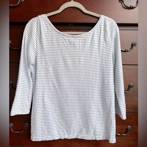 J. Crew Ballet Neckline 3/4 Sleeves (light blue & white stripes)
